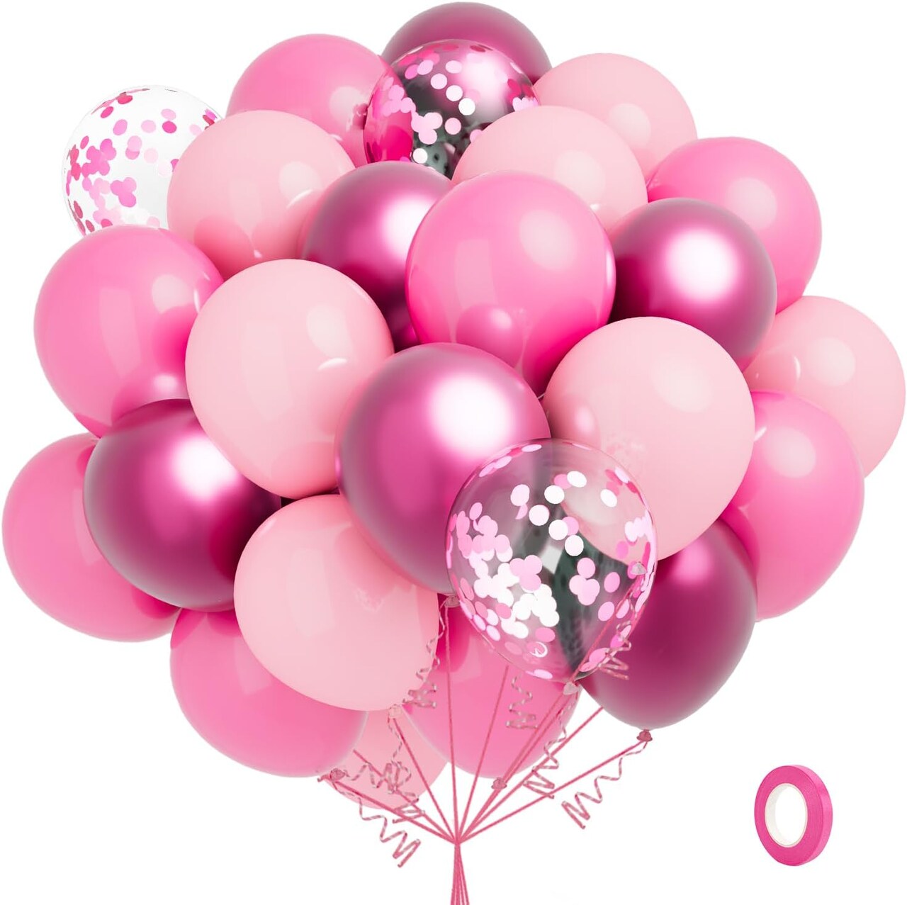 60-Piece Metallic Pink 12-Inch Latex and Confetti Balloons – Perfect for Birthday, Baby Shower, Wedding, and Princess-Themed Party Decorations It keeps all the details while improving rea